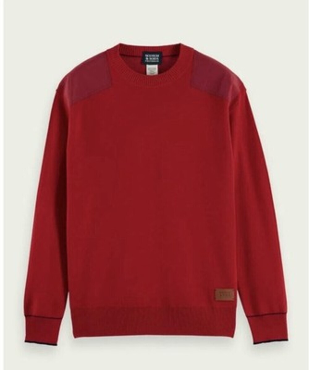 SCOTCH & SODA Wool Blended Sweater With Shoulder Patches Red Size M